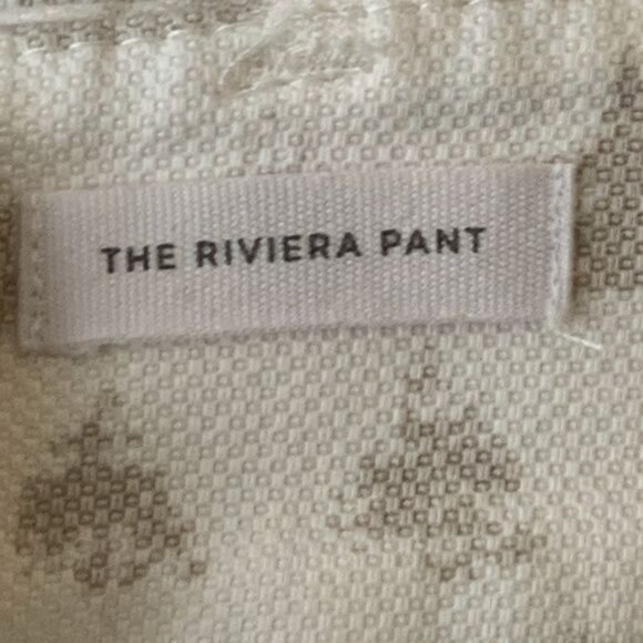 Loft Riviera Pants 6P Petite Cropped Cream Geometric Print Stretch - Picture 6 of 12